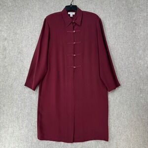 VTG‎ Marshall Field 100% Silk Button Down Shirt Dress Womens 8 Cranberry Red